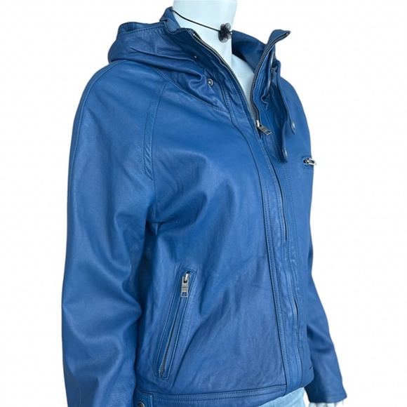 Lavenlico Blue Italian Sheep Leather Jacket | Y2K 2000s Made in Italy - Picture 4 of 13